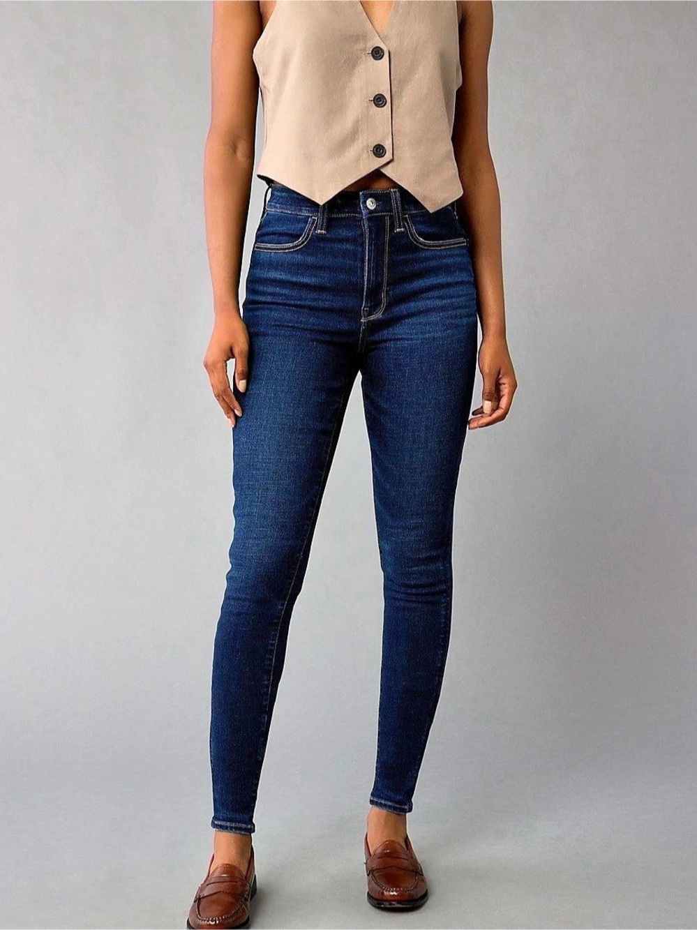 NWOT American Eagle Super High-Waisted Jegging  in Dark Ink. 6 Short